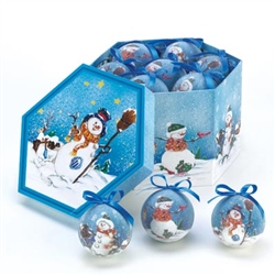 Blue Snowman Boxed Christmas Ornament Set of 12