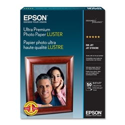 EPSON Ultra Premium Photo Paper Luster, Letter Size, 50 sheets