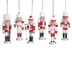 RED & WHITE NUTCRACKER ORNAMENTS (Set of 6)
