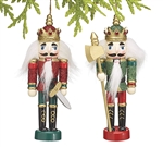 RED & GREEN WOOD ORNAMENT  NUTCRACKER (Set of 6)