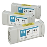 Ink Cartridge,HP91,3/PK,BLACK, 775 MIL