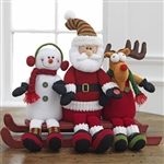 RAZ 19" ANIMATED MUSICAL SNOWMAN, SANTA AND REINDEER ON SLED
