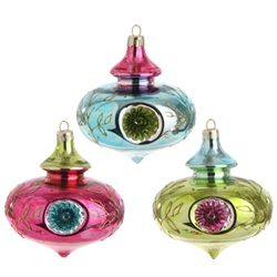 RAZ 4" GLASS GLITTERED ORNAMENT (SET OF 4)
