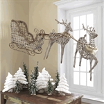 RAZ 40"  VINE SLEIGH WITH DEER (Set of 3)