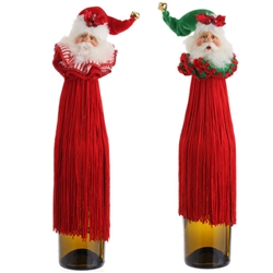 RAZ 15" SANTA BOTTLE TOPPER (SET OF 2)