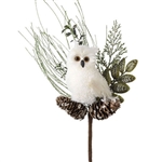 RAZ 14" OWL WITH PINECONE SPRAY (SET OF 8)